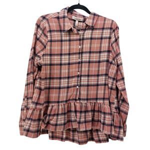 Harlow & Rose Sz XL Pink Black White Gray Plaid Flannel